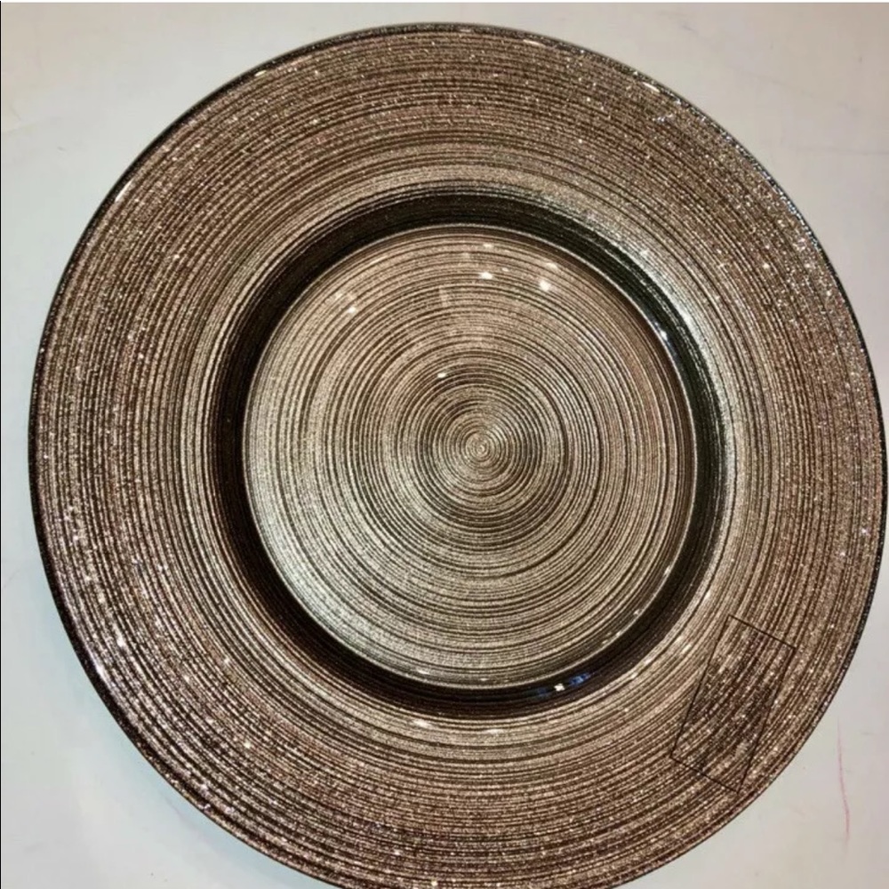 Att of Tabletop Turkish Glass Bronze Sparkle Lunch Plates Set of 4